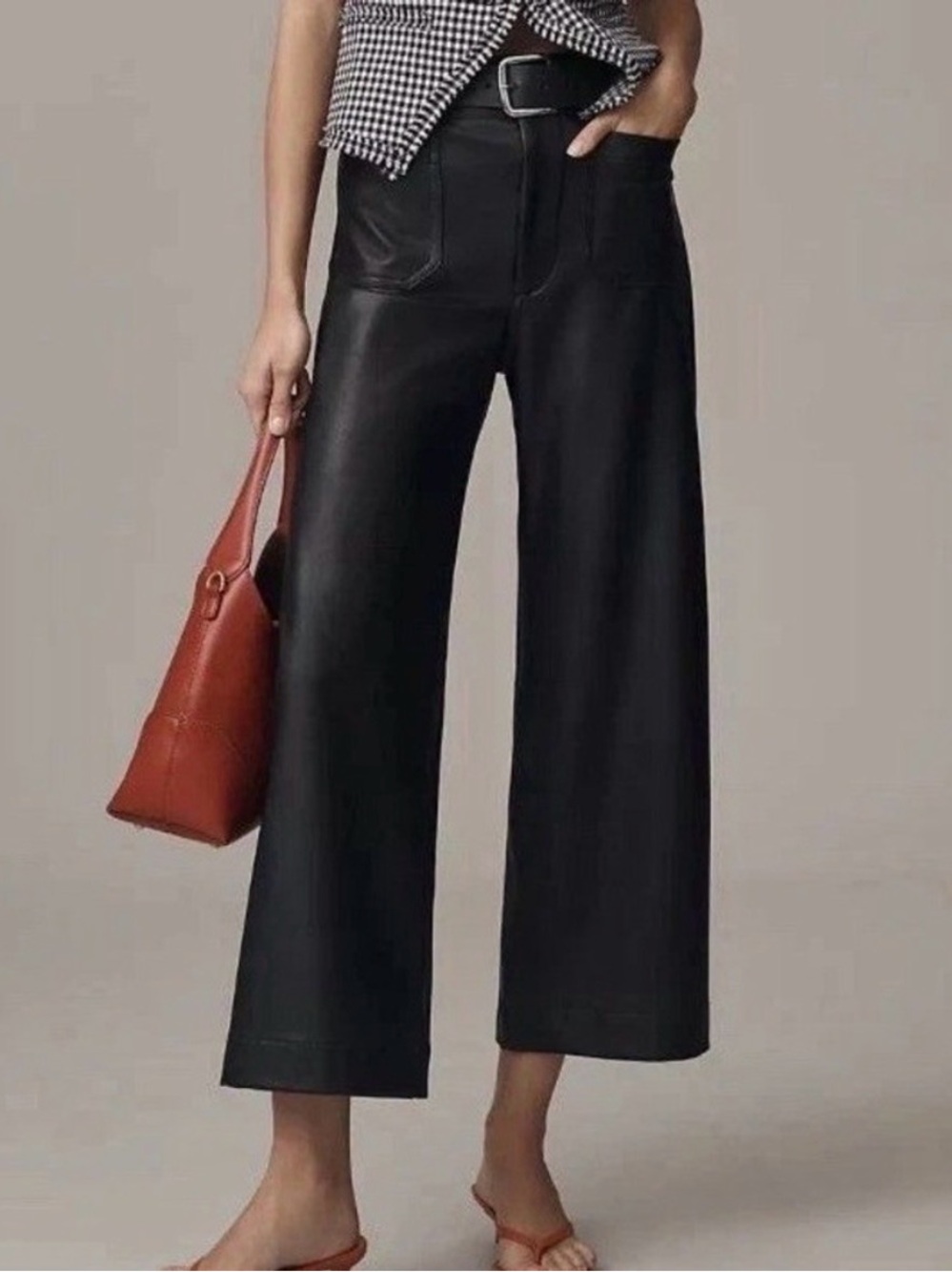 Maeve vegan black leather cropped Colette size 27